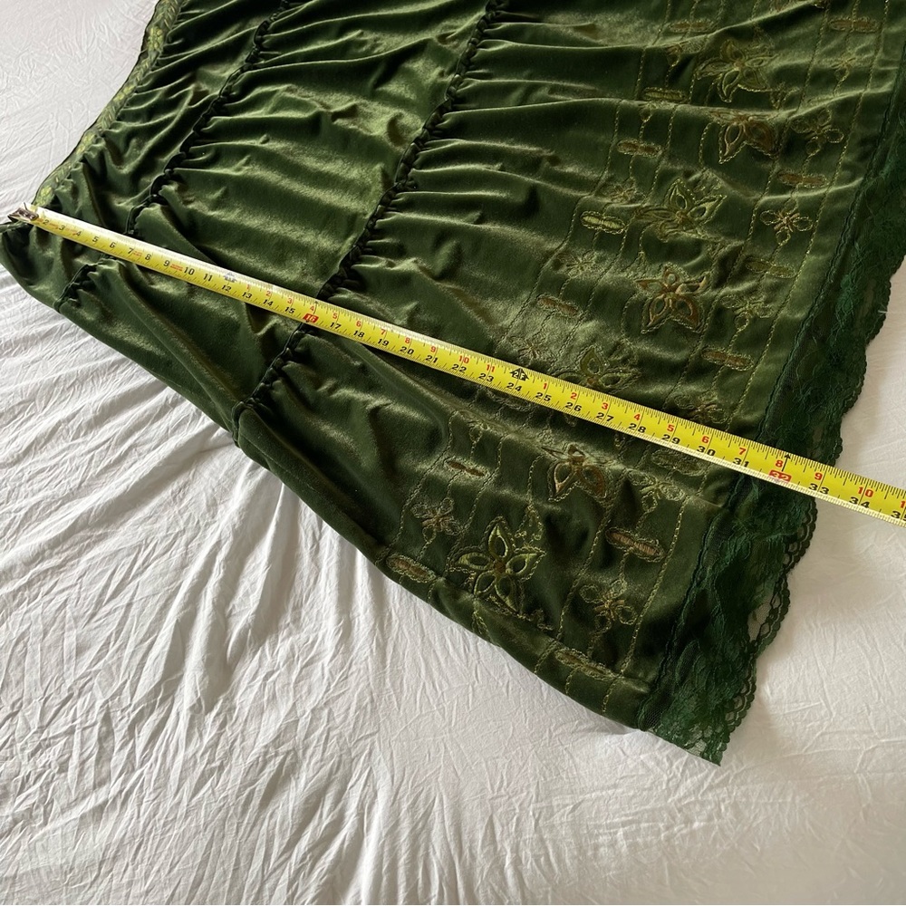Vintage Y2K Green Velvet Renaissance Fairy Whimsigoth Embroidered Fairy Skirt - Picture 7 of 13